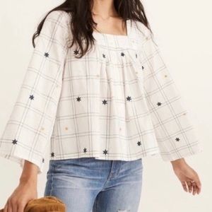 Madewell Embroidered floral blouse top size small